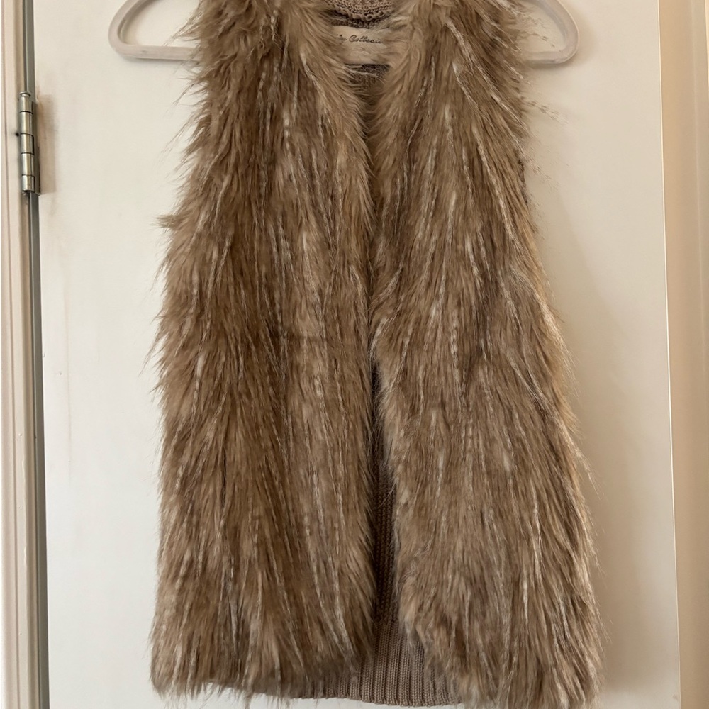 Faux Fur Vest in Tan
